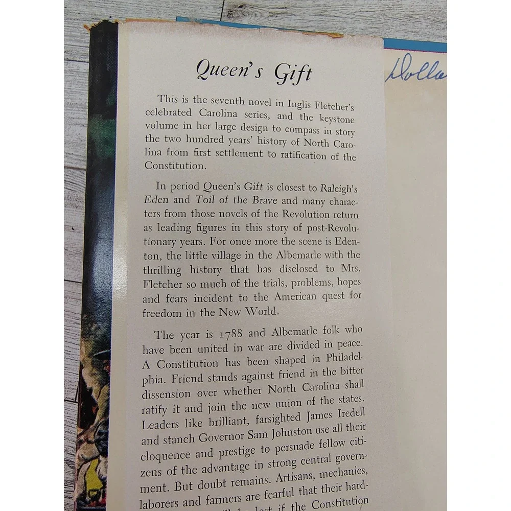Queens Gift 1952 Inglis Fletcher HCDJ Carolina Series Vintage Historical Fiction